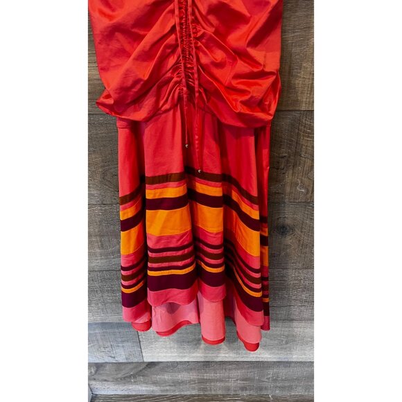 NWOT VERONICA BEARD Fitz ruched orange cotton-blend poplin midi dress SIZE 2 - Picture 6 of 11